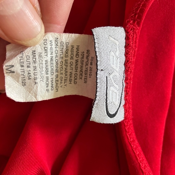 Rave Red Asymmetrical Top with Modern Flair - Picture 3 of 4